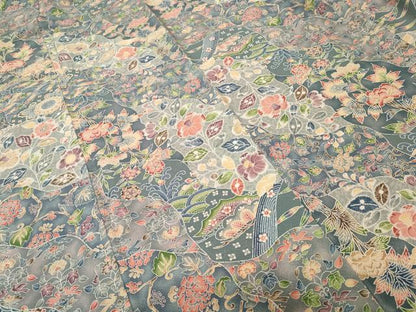 平和屋着物■上質な小紋　切嵌更紗枝花文　正絹　逸品　CABI7849ev