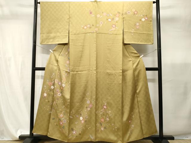 平和屋着物■訪問着　刺繍　枝花文　正絹　逸品　CABI7851ev