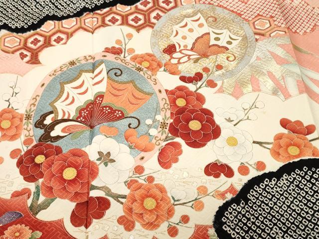 平和屋着物■豪華振袖　絞り　飛鶴松竹梅　花蝶丸文　暈し染め　金彩　正絹　逸品　CABI7854ev