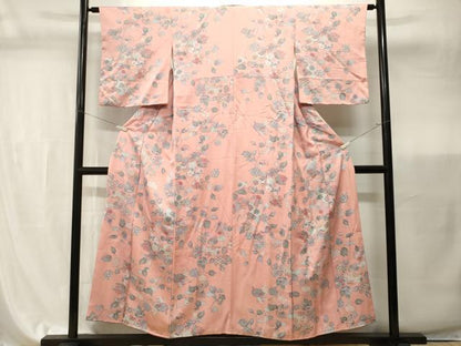 平和屋着物■上質な小紋　地紋起こし　吉祥枝花文　正絹　逸品　CABI7855ev