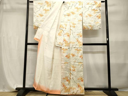 平和屋着物■上質な小紋　枝楓花文　暈し染め　正絹　逸品　CABI7860ev