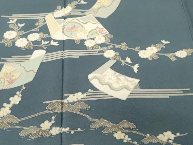 平和屋着物■訪問着　枝梅松短冊花蝶文　正絹　逸品　CABI7869ev