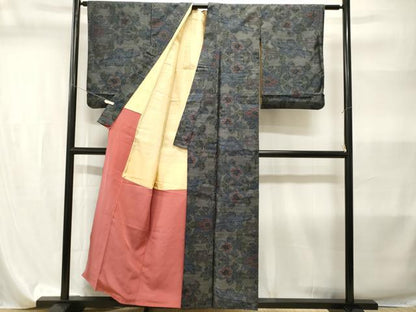平和屋着物■本場大島紬　草花文　正絹　逸品　CABI7870ev