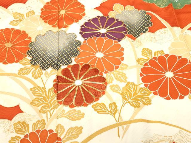 平和屋着物■豪華振袖　駒刺繍　雲重ね菊文　暈し染め　金銀彩　正絹　逸品　CABI7872ev