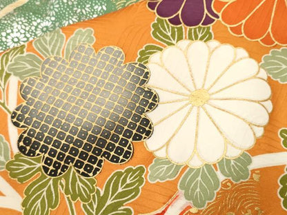 平和屋着物■豪華振袖　駒刺繍　雲重ね菊文　暈し染め　金銀彩　正絹　逸品　CABI7872ev
