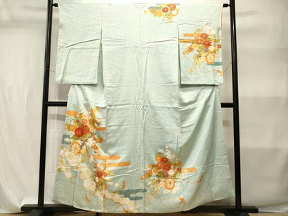 平和屋着物■訪問着　駒刺繍　エ霞花車文　金彩　正絹　逸品　CABI7873ev