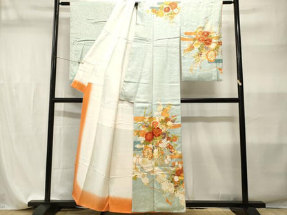 平和屋着物■訪問着　駒刺繍　エ霞花車文　金彩　正絹　逸品　CABI7873ev