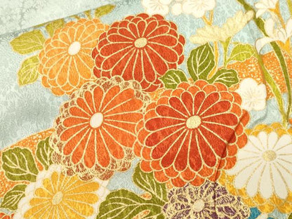 平和屋着物■訪問着　駒刺繍　エ霞花車文　金彩　正絹　逸品　CABI7873ev