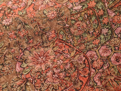 平和屋着物■上質な小紋　切嵌絵皿更紗花文　鬼しぼ縮緬　正絹　逸品　CABI7874ev