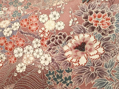 平和屋着物■上質な小紋　切嵌墨流し草花文　暈し染め　鬼しぼ縮緬　正絹　逸品　CABI7877ev