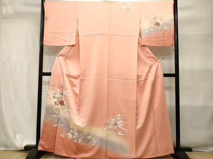 平和屋着物■訪問着　流水鴛鴦　群鶴花文　暈し染め　金彩　正絹　逸品　CABI7882ev