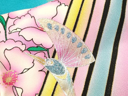 平和屋着物■豪華振袖　駒刺繍　草花文　暈し染め　金彩　正絹　逸品　CABI7887ev