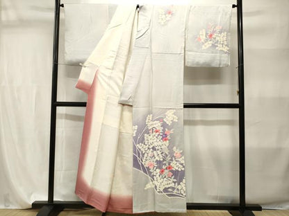 平和屋着物■訪問着　枝花文　暈し染め　正絹　逸品　CABI7896ev