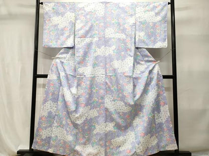 平和屋着物■小紋　楓草花文　洗える着物　CABI7906ev