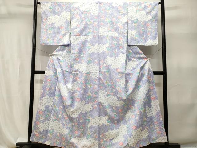 平和屋着物■小紋　楓草花文　洗える着物　CABI7906ev