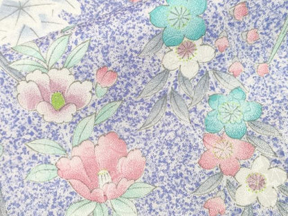 平和屋着物■小紋　楓草花文　洗える着物　CABI7906ev