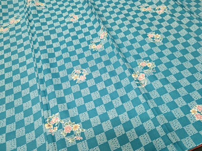 平和屋着物■小紋　市松草花文　洗える着物　CABI7910ev
