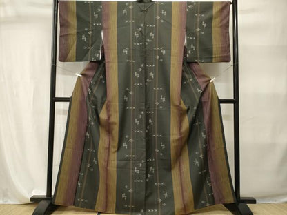 平和屋着物■小紋　琉球絣文様　洗える着物　CABI7912ev