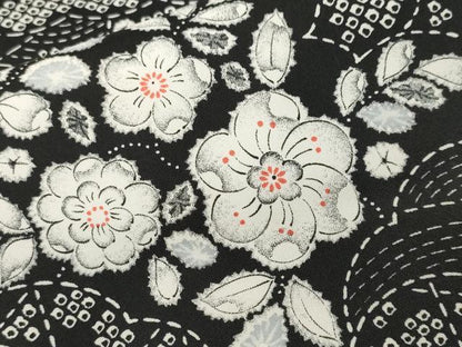 平和屋着物■小紋　辻が花　黒地　洗える着物　CABI7916ev