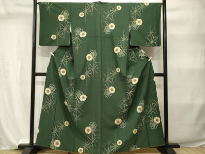 平和屋着物■小紋　麻の葉舞花文　洗える着物　CABI7918ev