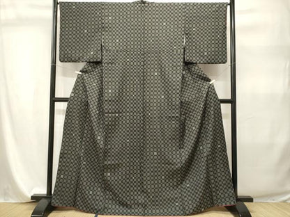 平和屋着物■小紋　格子柄　洗える着物　CABI7922ev