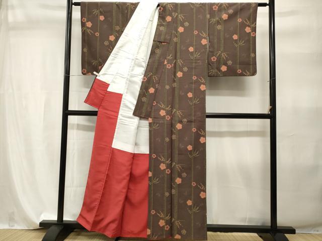 平和屋着物■小紋　笹竹梅舞蝶文　洗える着物　CABI7923ev