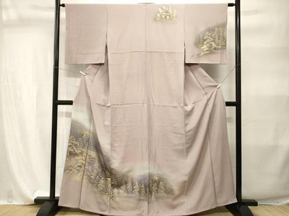 平和屋着物■訪問着　風景文　暈し染め　金彩　正絹　逸品　CABI7928ev