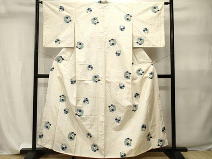平和屋着物■上質な紬　雪輪椿文　正絹　逸品　CABI7934ev