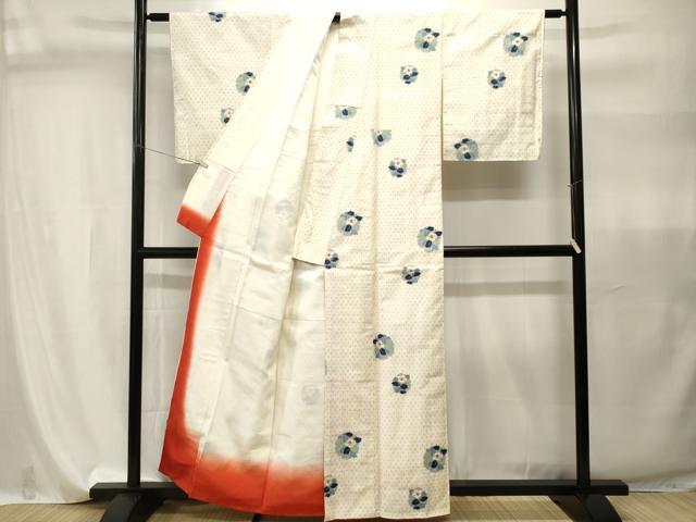 平和屋着物■上質な紬　雪輪椿文　正絹　逸品　CABI7934ev