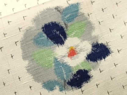 平和屋着物■上質な紬　雪輪椿文　正絹　逸品　CABI7934ev