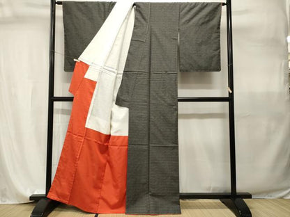 平和屋着物■上質な紬　横段文　正絹　逸品　CABI7936ev