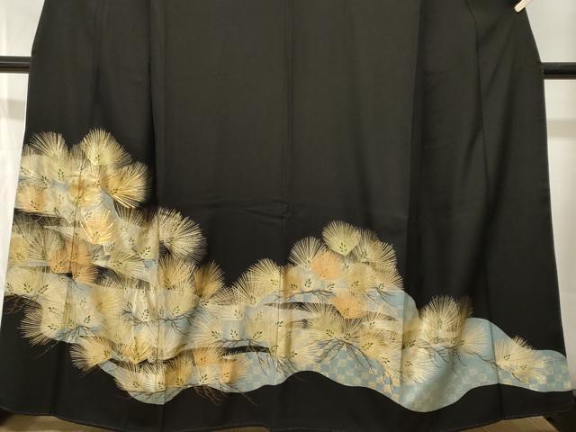 平和屋着物■豪華黒留袖　駒刺繍　市松松葉文　金彩　さが美扱い　正絹　逸品　CABI7943ev