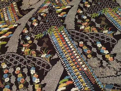 平和屋着物■上質な小紋　駒刺繍　籬藤花房花文　金彩　正絹　逸品　CABI7951ev