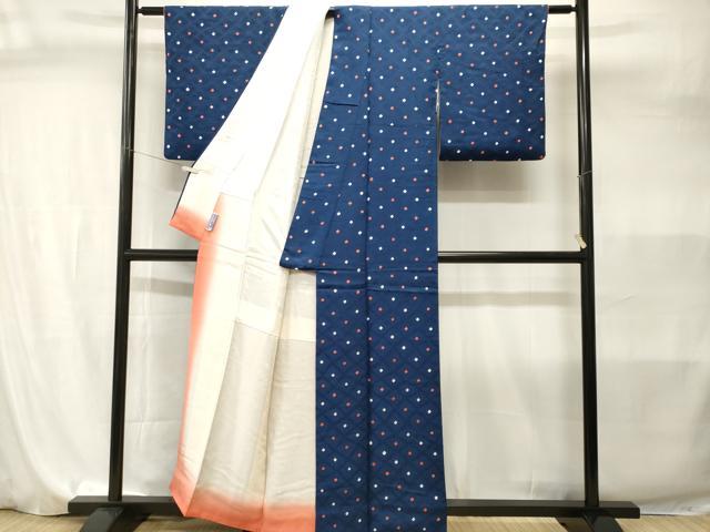 平和屋着物■上質な小紋　絞り　菱鹿の子文　正絹　逸品　CABI7957ev
