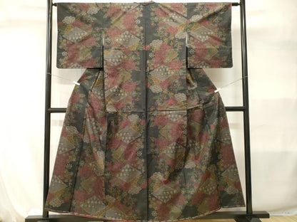 平和屋着物■本場大島紬　7マルキ　菱亀甲花文　正絹　逸品　CABI7963ev
