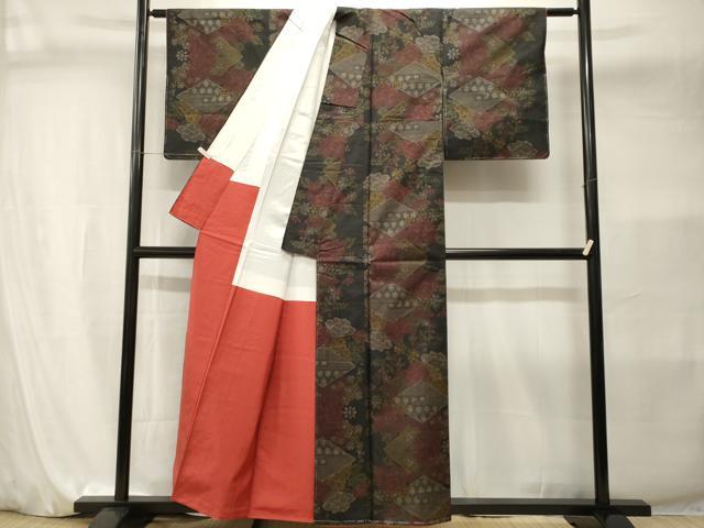 平和屋着物■本場大島紬　7マルキ　菱亀甲花文　正絹　逸品　CABI7963ev