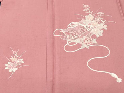 平和屋着物■訪問着　紬地　刺繍　文箱草花文　やまと誂製　正絹　逸品　CABI7965ev