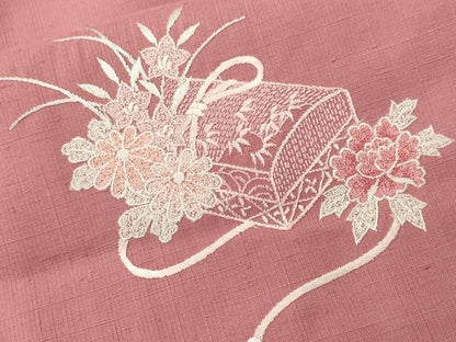 平和屋着物■訪問着　紬地　刺繍　文箱草花文　やまと誂製　正絹　逸品　CABI7965ev