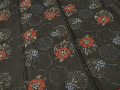 平和屋着物■本場大島紬　雪輪草花文　正絹　逸品　CABI7972ev