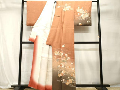 平和屋着物■訪問着　芝草花筏文　暈し染め　金彩　正絹　逸品　CABI7974ev