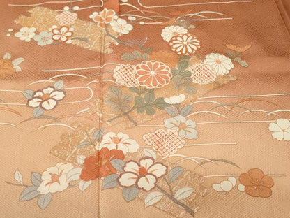 平和屋着物■訪問着　芝草花筏文　暈し染め　金彩　正絹　逸品　CABI7974ev