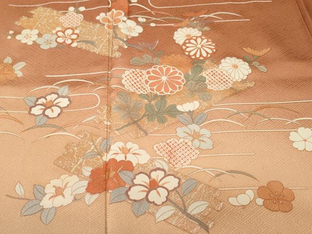 平和屋着物■訪問着　芝草花筏文　暈し染め　金彩　正絹　逸品　CABI7974ev