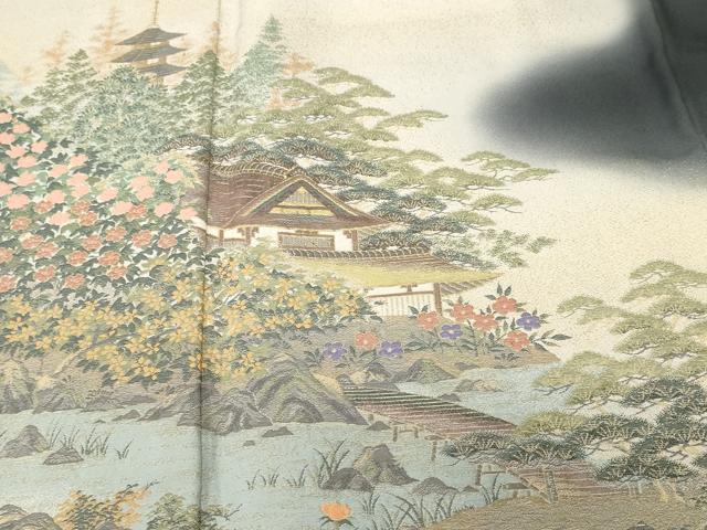 平和屋着物■豪華黒留袖　寿光織　修学院離宮　暈し染め　金糸　さが美扱い　正絹　逸品　CABI7977ev