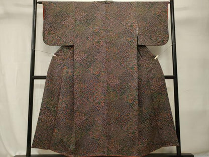 平和屋着物■上質な小紋　切嵌花唐草文　鬼しぼ縮緬　正絹　逸品　CABI7978ev