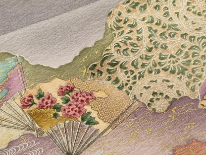 平和屋着物■豪華色留袖　作家物　薫染織　能　道長扇面花文　暈し染め　金彩　正絹　逸品　CABI7979ev