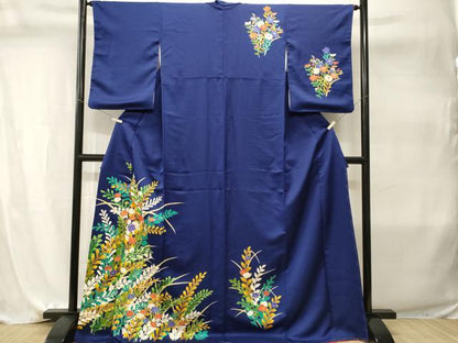 平和屋着物■訪問着　刺繍　草花文　金彩　正絹　逸品　CABI7982ev