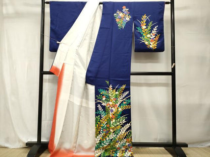 平和屋着物■訪問着　刺繍　草花文　金彩　正絹　逸品　CABI7982ev