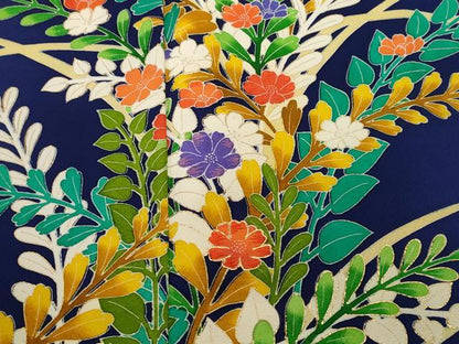 平和屋着物■訪問着　刺繍　草花文　金彩　正絹　逸品　CABI7982ev