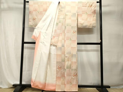 平和屋着物■上質な小紋　雪輪草花文　暈し染め　金銀彩　正絹　逸品　CABI7983ev