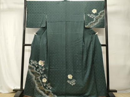 平和屋着物■訪問着　刺繍　絞り　雪輪枝花文　金彩　さが美扱い　正絹　逸品　CABI7986ev